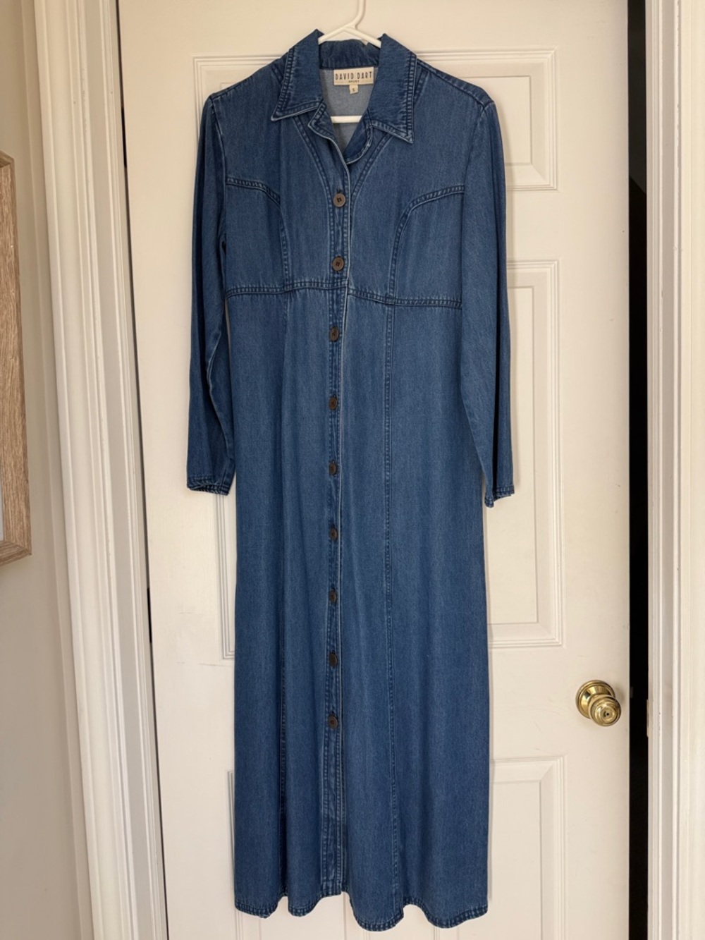 Denim Long Shirt Denim Dress in Medium Blue